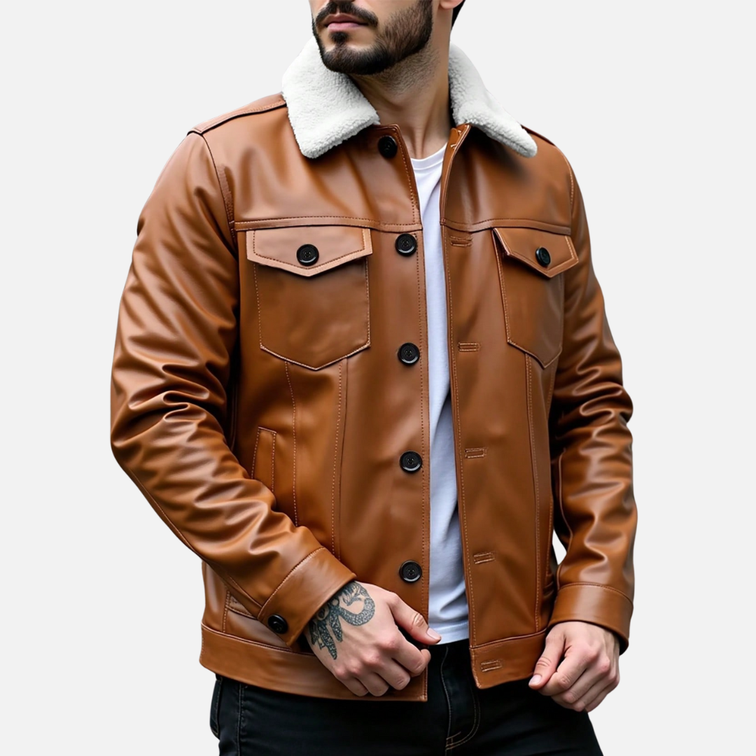 Jaqueta de Couro Masculina Korve KV148