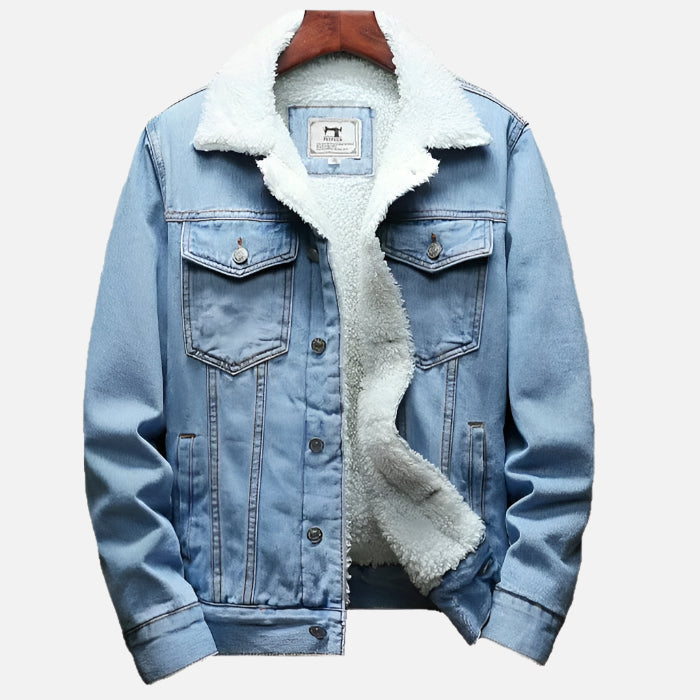 Jaqueta Jeans Masculina Forrada em Lã Korve KV088